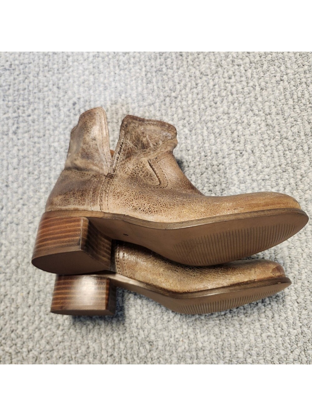Diba Brown Leather Ankle Boots with Low Block Heel Size 8 - Picture 6 of 7